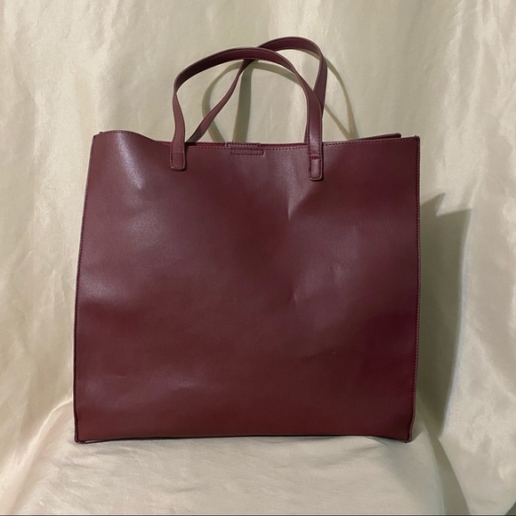 Nordstrom Deep Red Large Shopper Bag w Pouchette - Picture 6 of 12